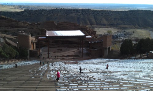 looking down the bleachers