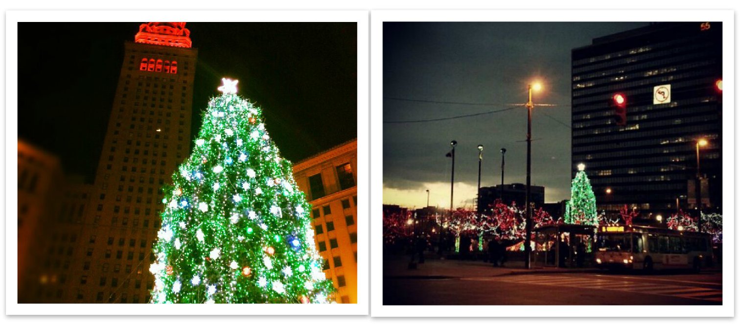 Cleveland public square at night - all lit up
