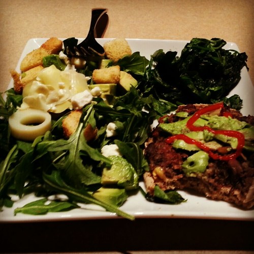 black bean burger meal