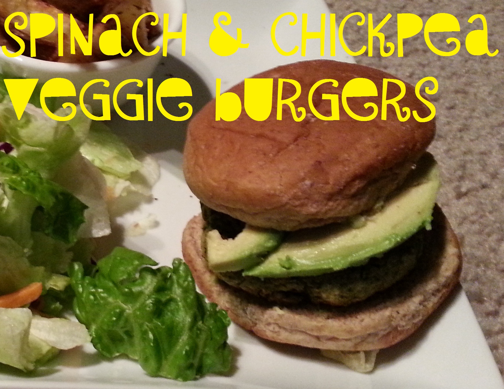 easy veggie burger - spinach and chickpea veggie burger