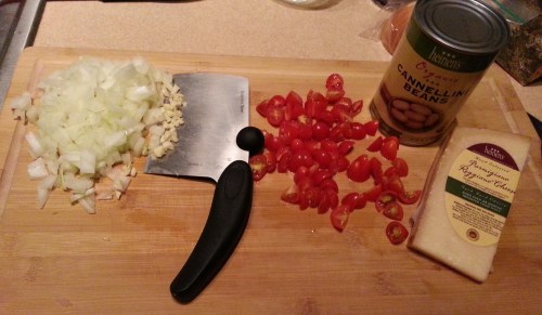 I made the quinoa and chopped the veggies to mix in