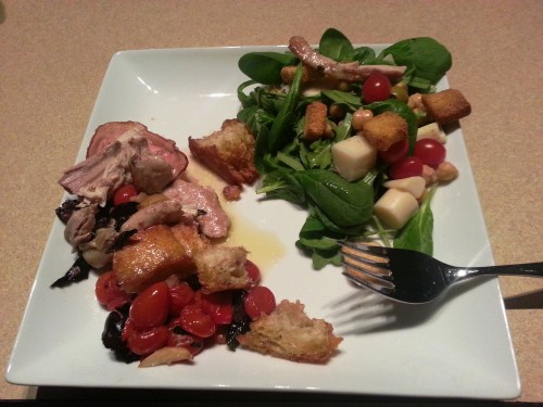 One Dish Roasted Chicken With Pancetta, Olives, Tomato and Garlic