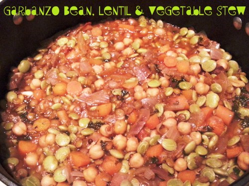 Garbanzo Bean, Lentil and Vegetable Stew
