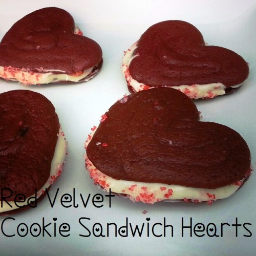 Red Velvet Valentine Heart Cookie Sandwiches
