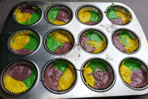 mardi gras cupcakes fat tuesday cupcakes batter in the tins