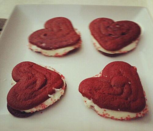 Red Velvet Valentine Heart Cookie Sandwiches