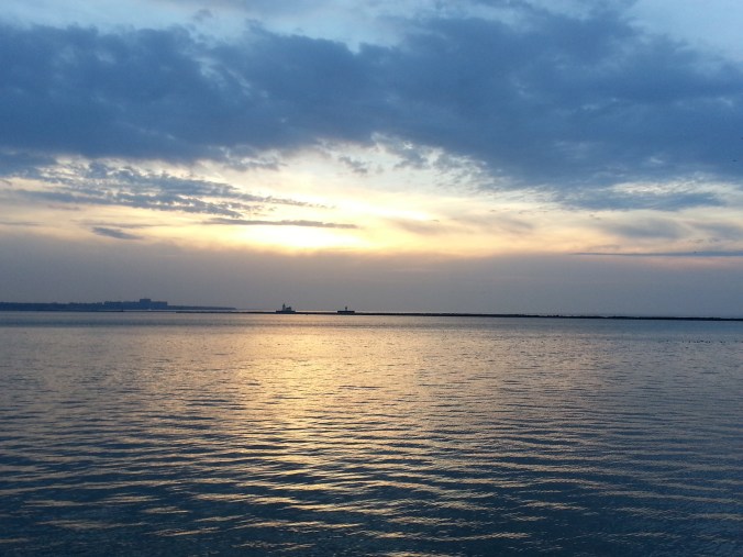 sunset over lake erie