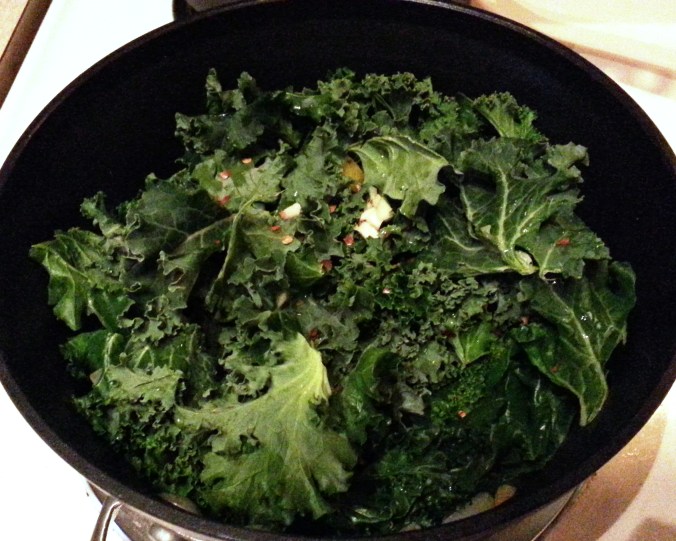 spicy kale with peppers and onions