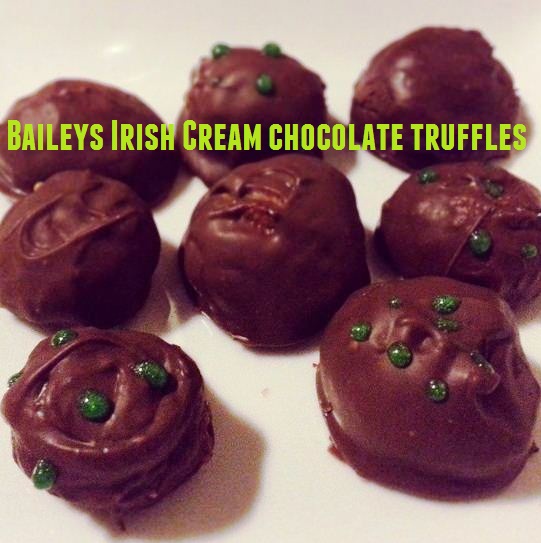 homemade baileys irish cream chocolate truffles for st. patrick's day