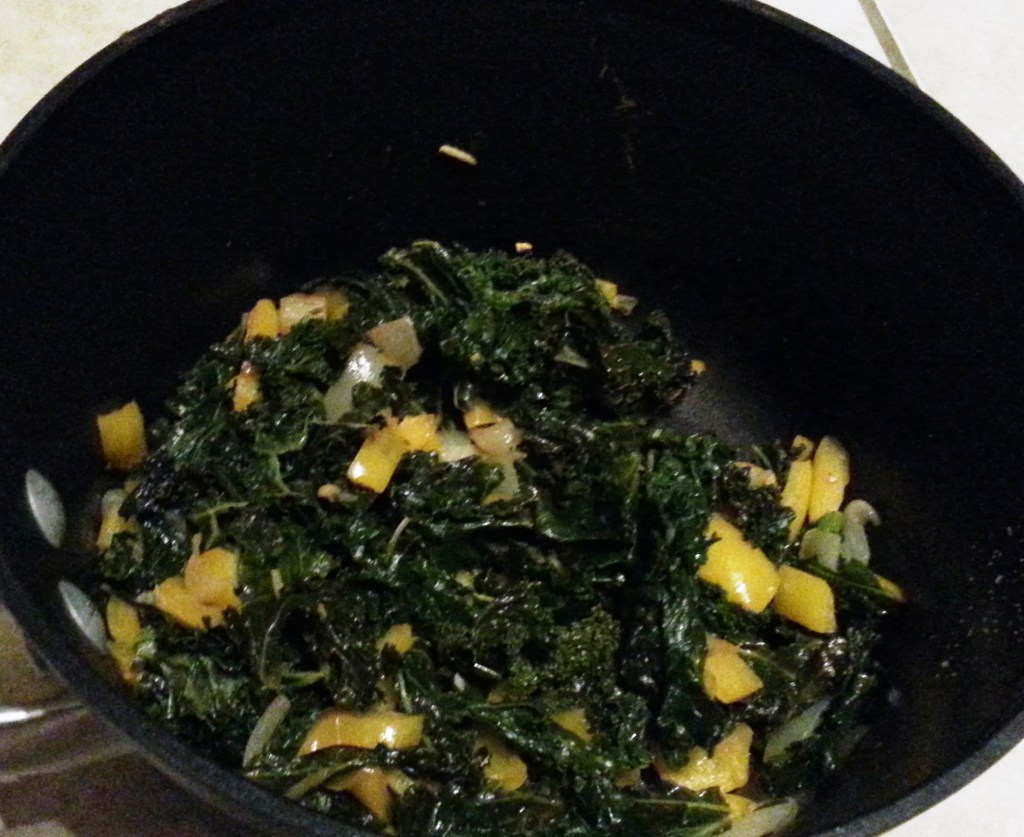 spicy kale with peppers and onions