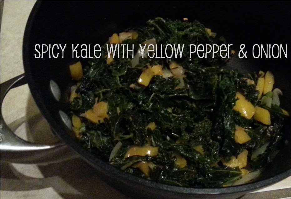 spicy kale with yellow pepper and onion