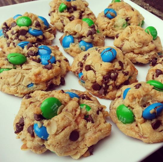 M&M Butterfinger Monster cookies for donate Life Blue and Green Day