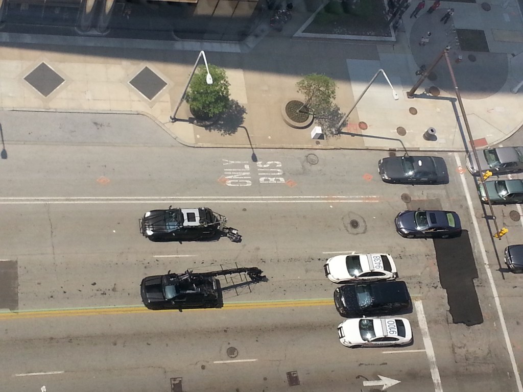 scene from my window at work. The car chase scene is getting ready!