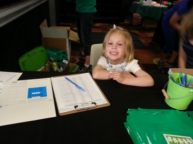 My helper at the check-in table!