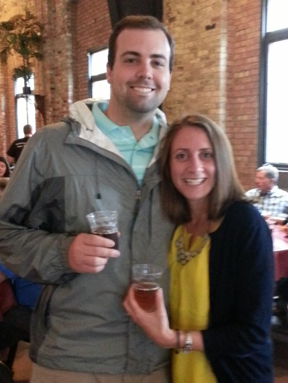 drinks before the brewery tour. slightly blurry, but the only picture someone took of the two of us!