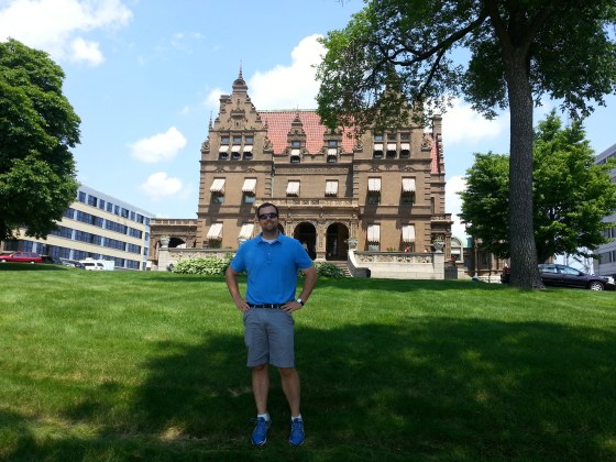 B in front of the Pabst Mansion