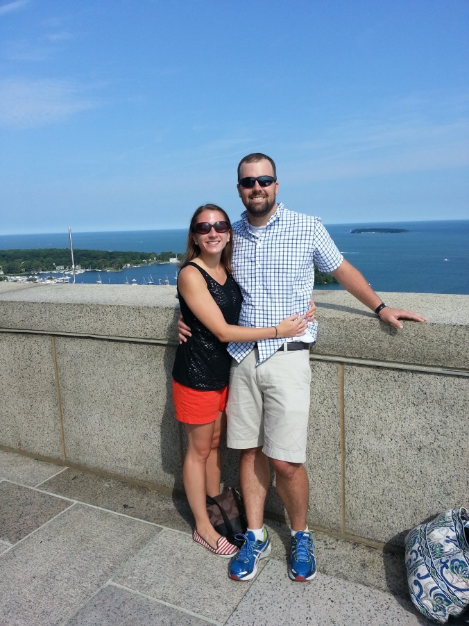 We had someone take a pic of both of us at the top of the monument. The sky and water was so blue!