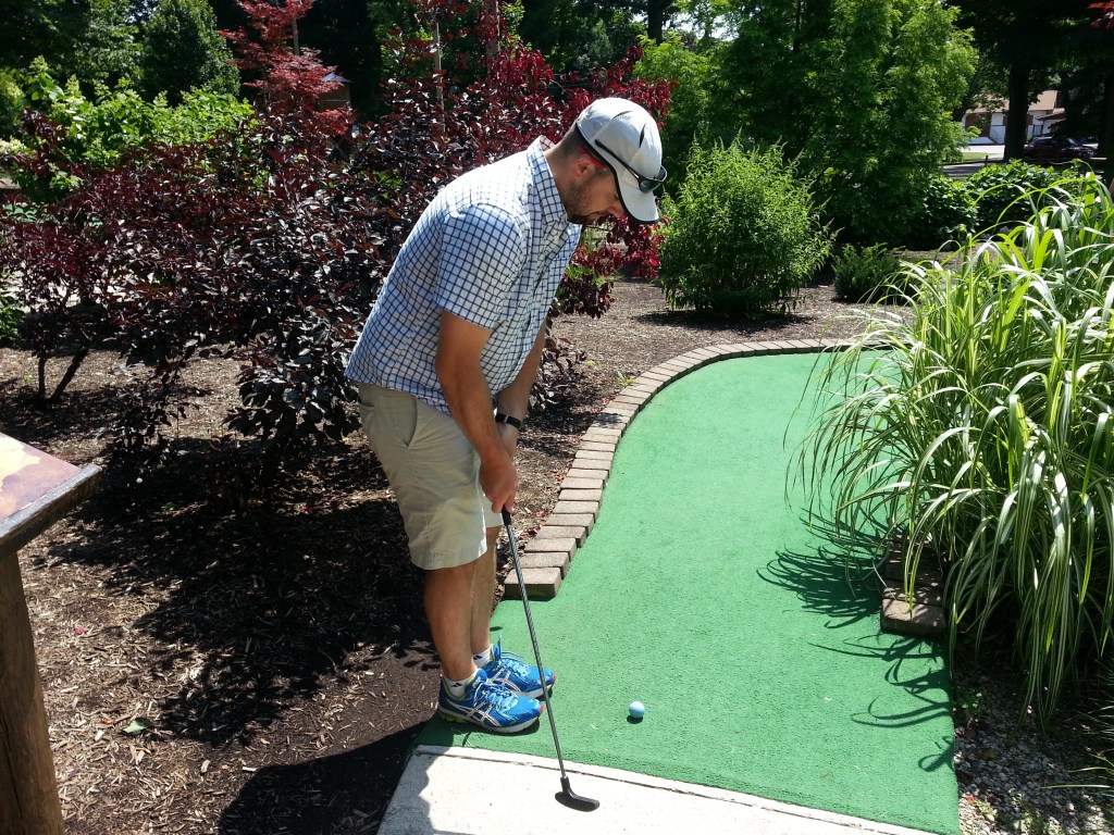 B's a pro. He beat me by 5 strokes!