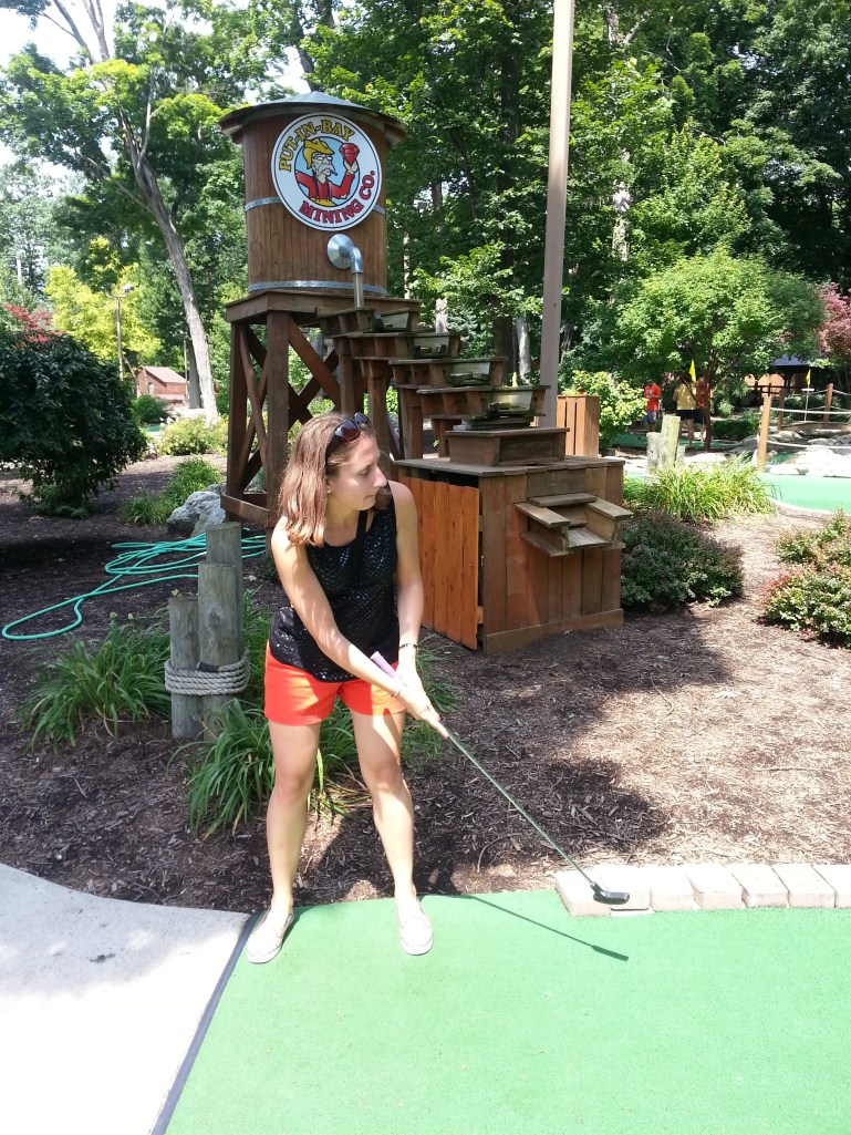 We sweated a little playing mini golf at Perry's Family Fun Center