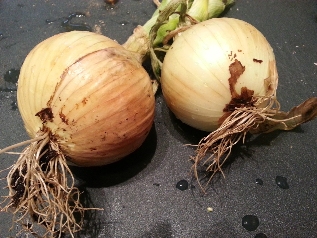 First get some awesome onions from your CSA. You may have to clean them off.