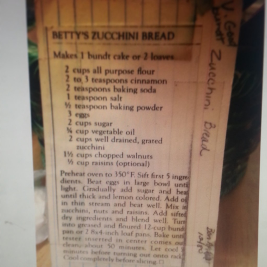 bon appetit recipe card for zucchini bread