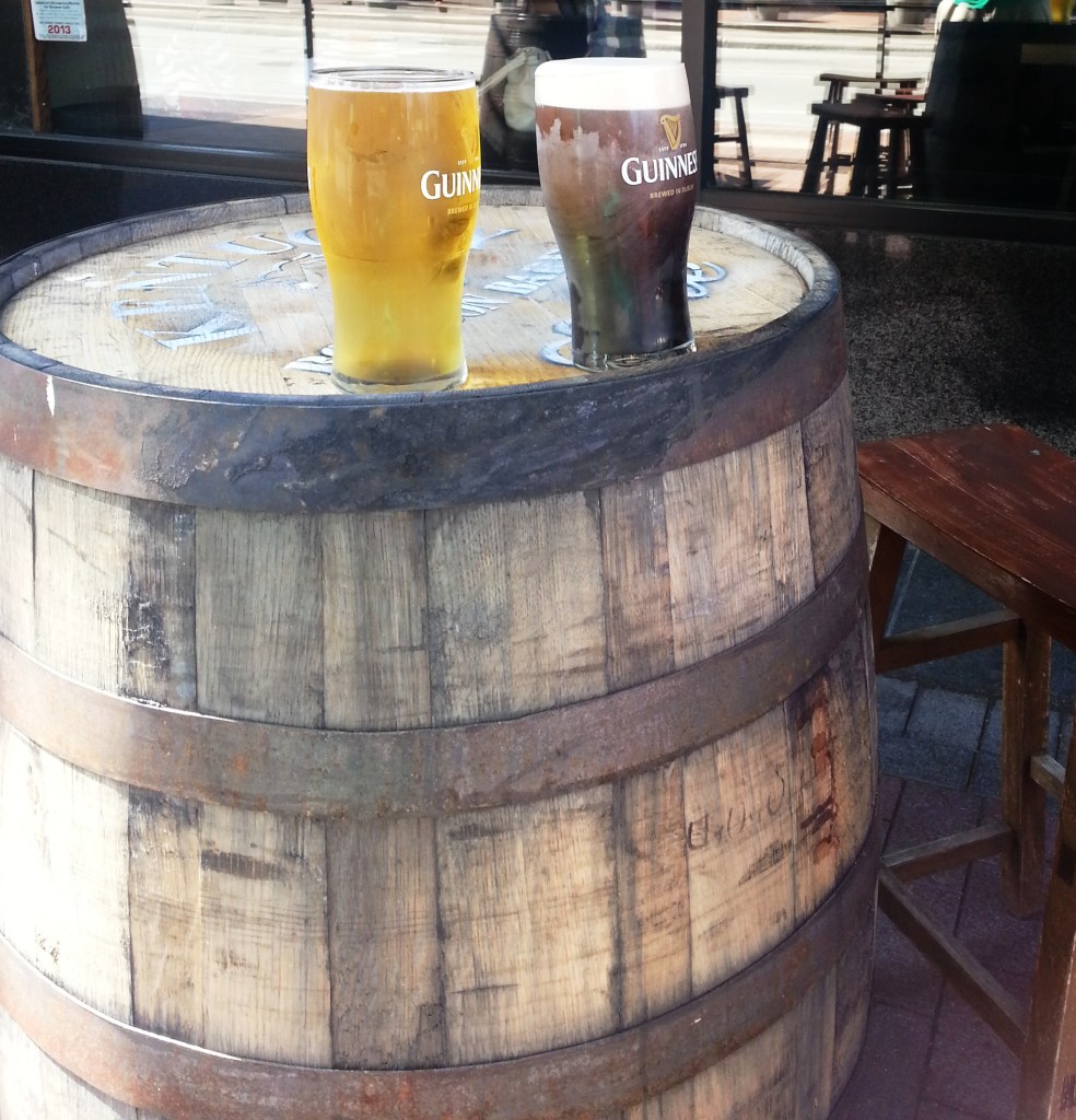 Patio Drinks @ Parnell's Pub Downtown - Barrels as tables!