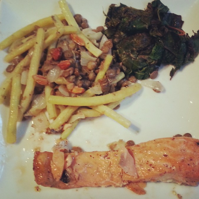 salmon yellow beans swiss chard