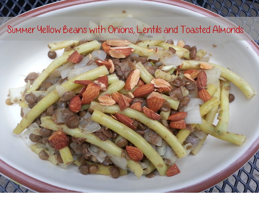 Summer Yellow Beans with Onions Lentils and Toasted Almonds ~ I Crashed The Web