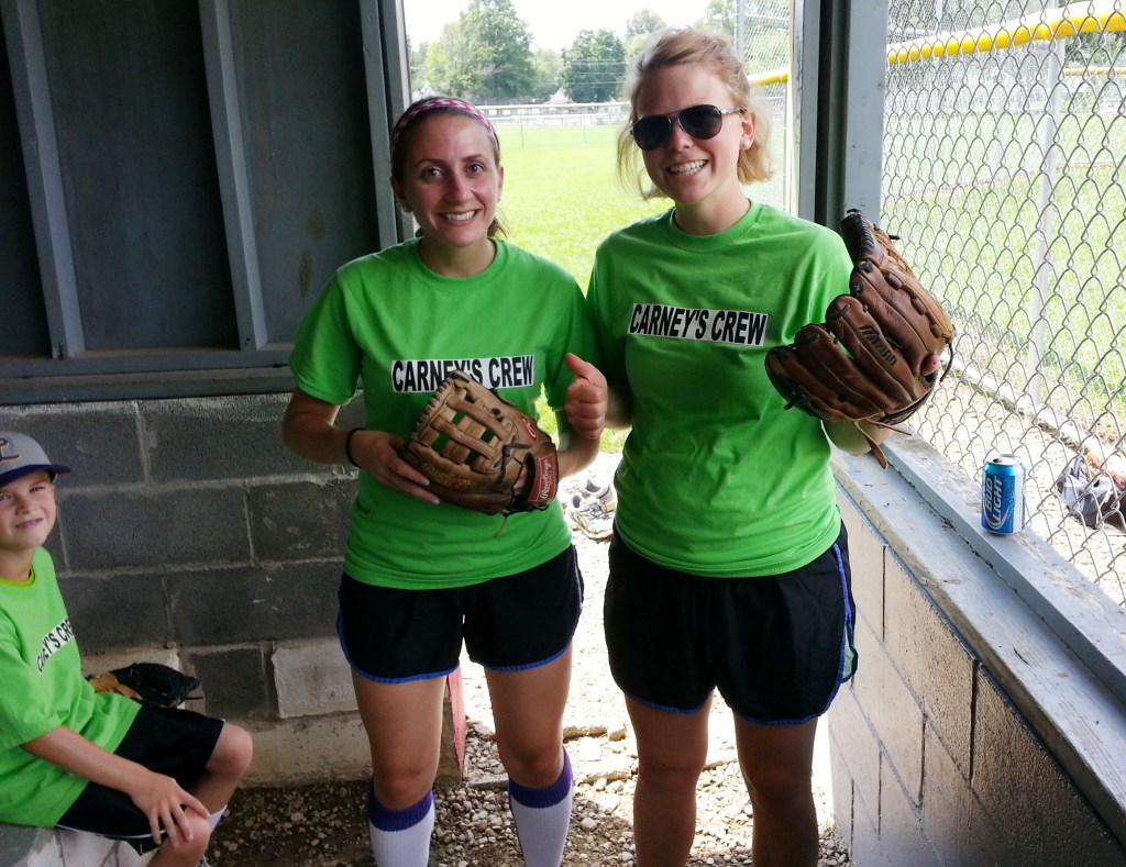 Then it was time for some softball. I was catcher, and actually sorta knew what I was doing!