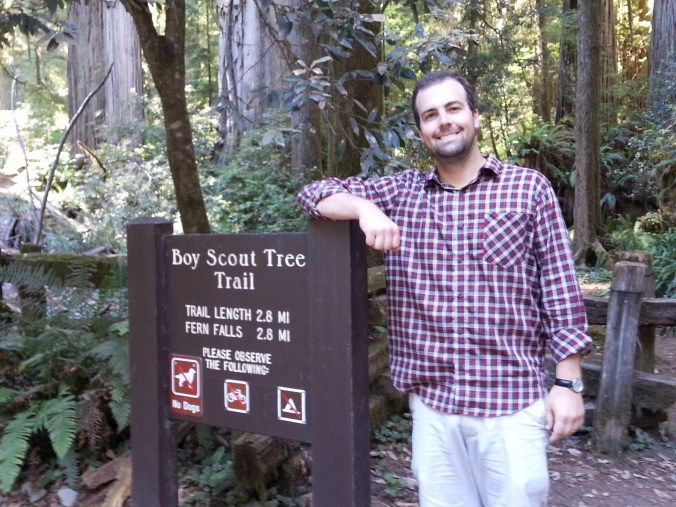 B in front of the path