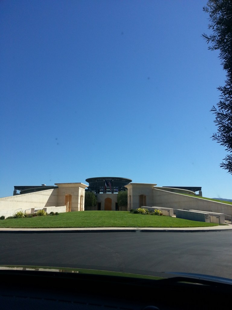Coming up the driveway to the beautiful Opus One