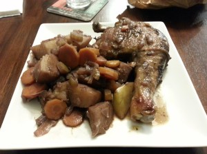 B's Coq Au Vin, made with our CSA chicken. It was amazing. Tastes better than it looks I promise!