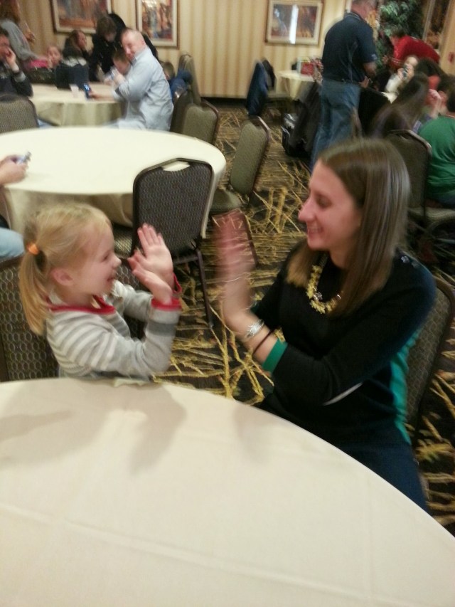 Teaching her some of my favorite old hand-games.