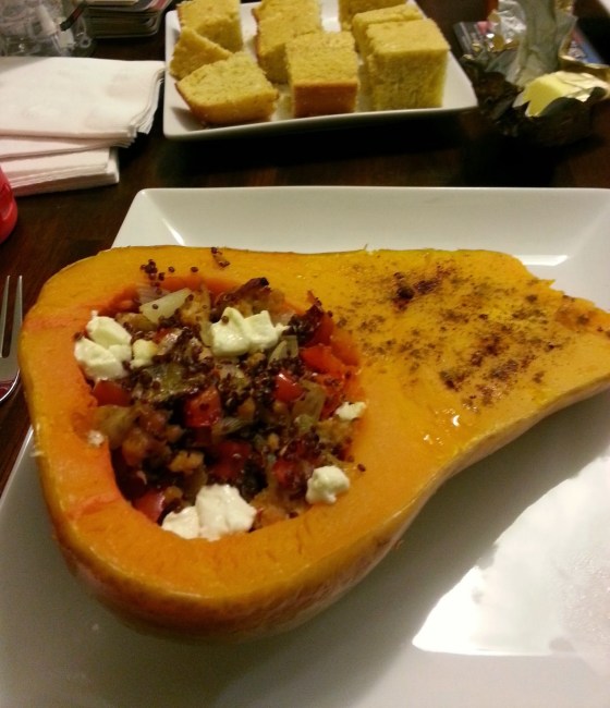 Chicken sausage and goat cheese stuffed butternut squash - i crashed the web