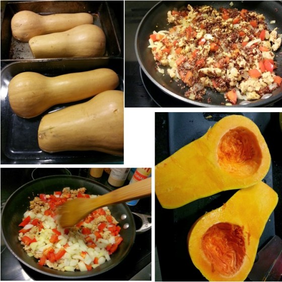 collage - Chicken sausage and goat cheese stuffed butternut squash - i crashed the web