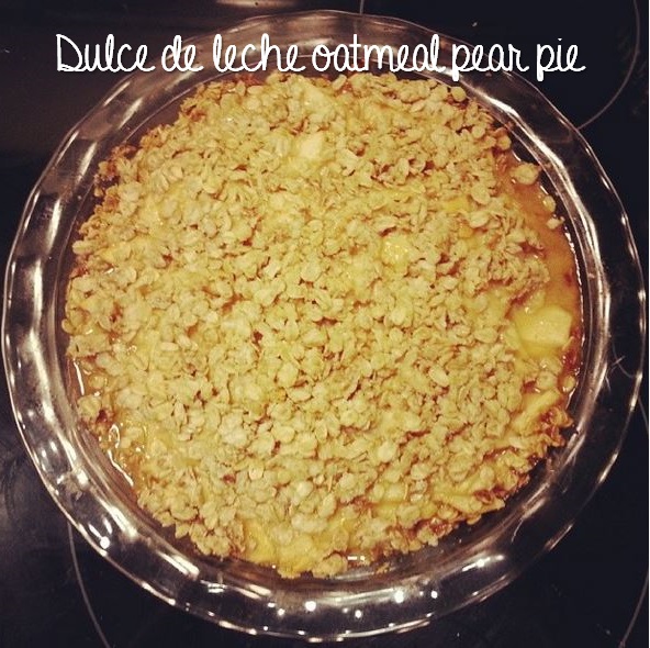 dulce de leche oatmeal pear pie