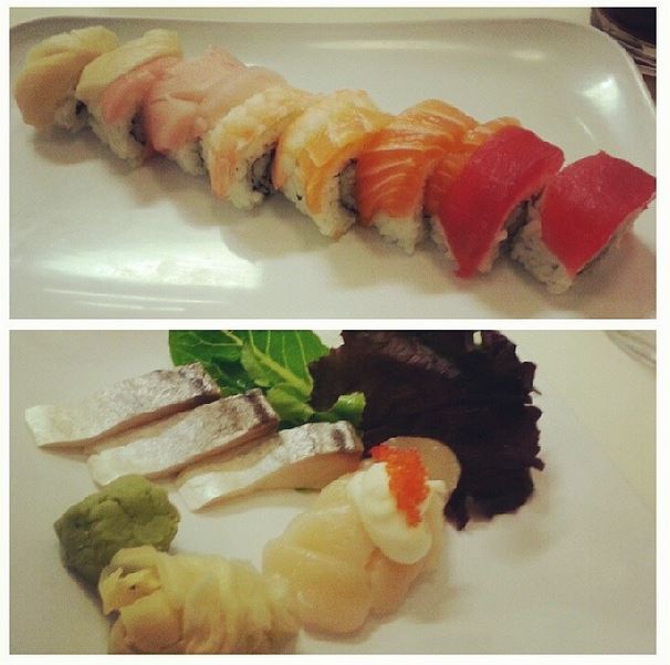 My standard - rainbow roll and mackerel sashimi