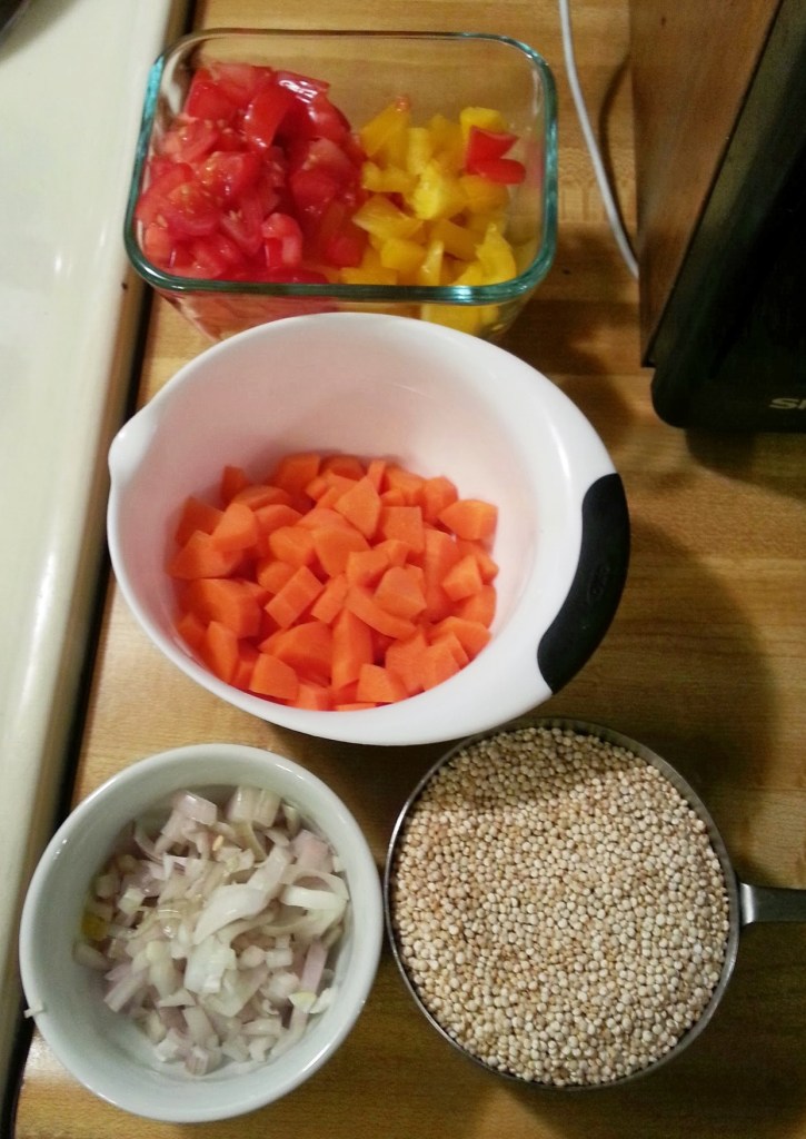 Carrot, Spinach, Pepper and Chickpea Quinoa Salad - ingredients