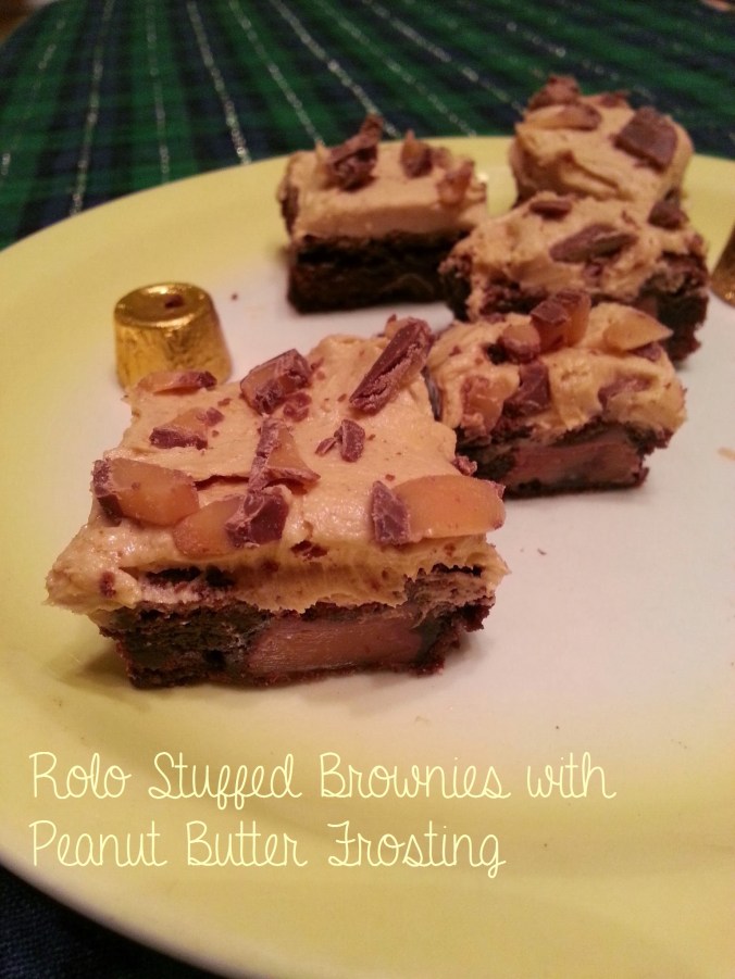 rolo stuffed brownies with peanut butter frosting ~ i crashed the web