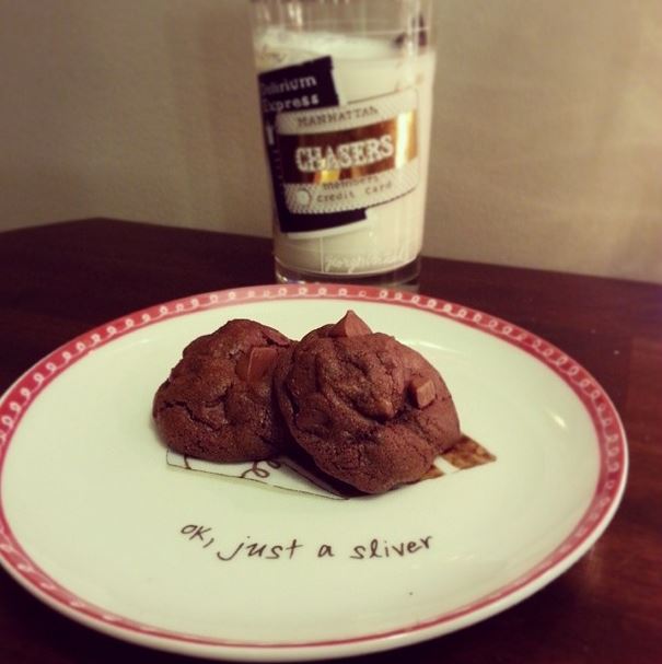 triple chocolate chunk cookies with milk - i crashed the web
