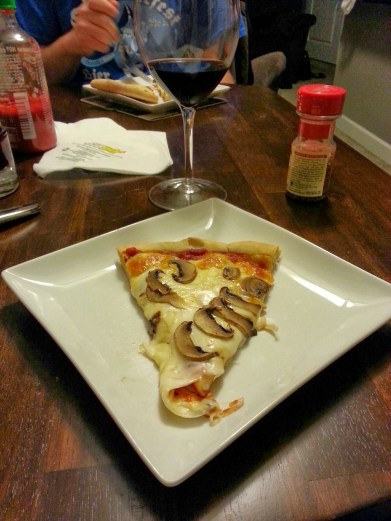 one of too many slices :) homemade mushroom zaa!