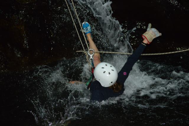 jumping into the water after a rappel. yes, we got wet.