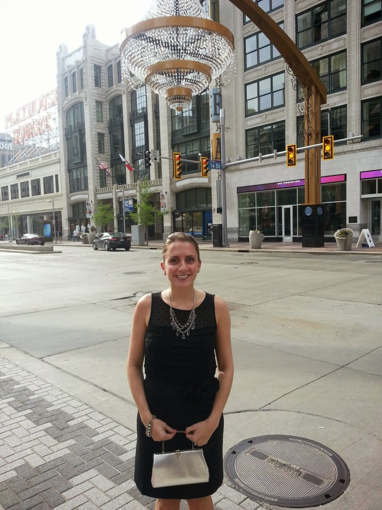 We took the bus to the event ... and of course I snapped a photo with the chandelier while we were waiting