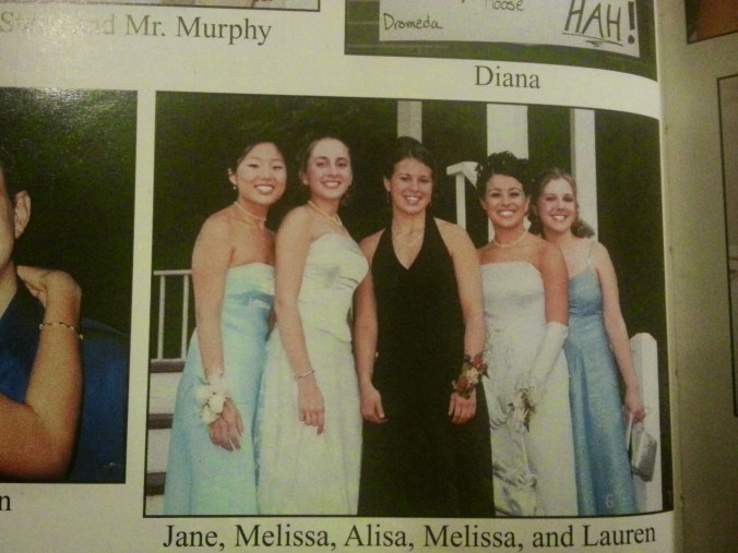Look what I found in my old yearbook! Five high school best friends before junior year prom. LOOK AT THOSE DRESSES. 