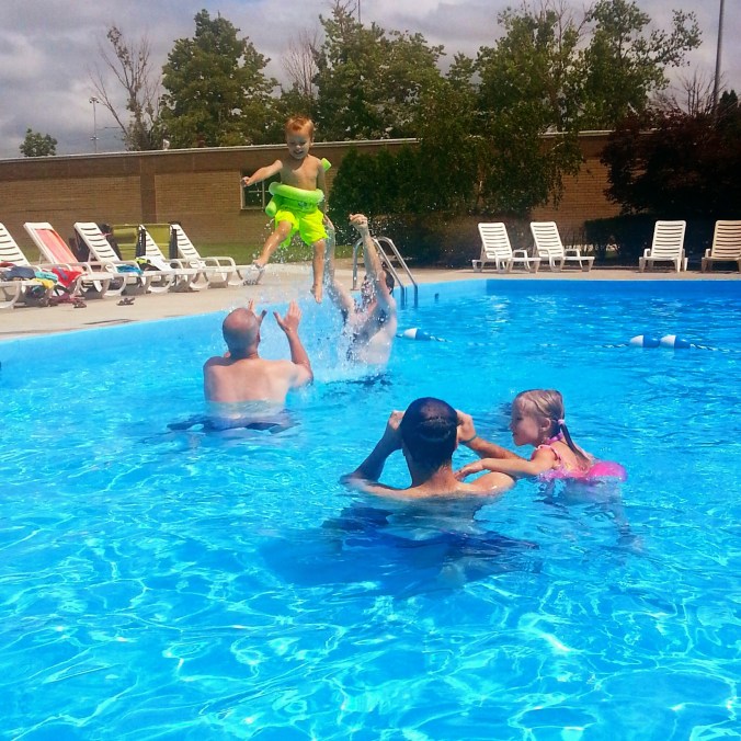 Pool party! Flying baby?