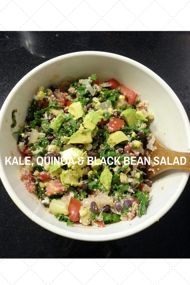 kale, quinoa, black bean and avocado salad
