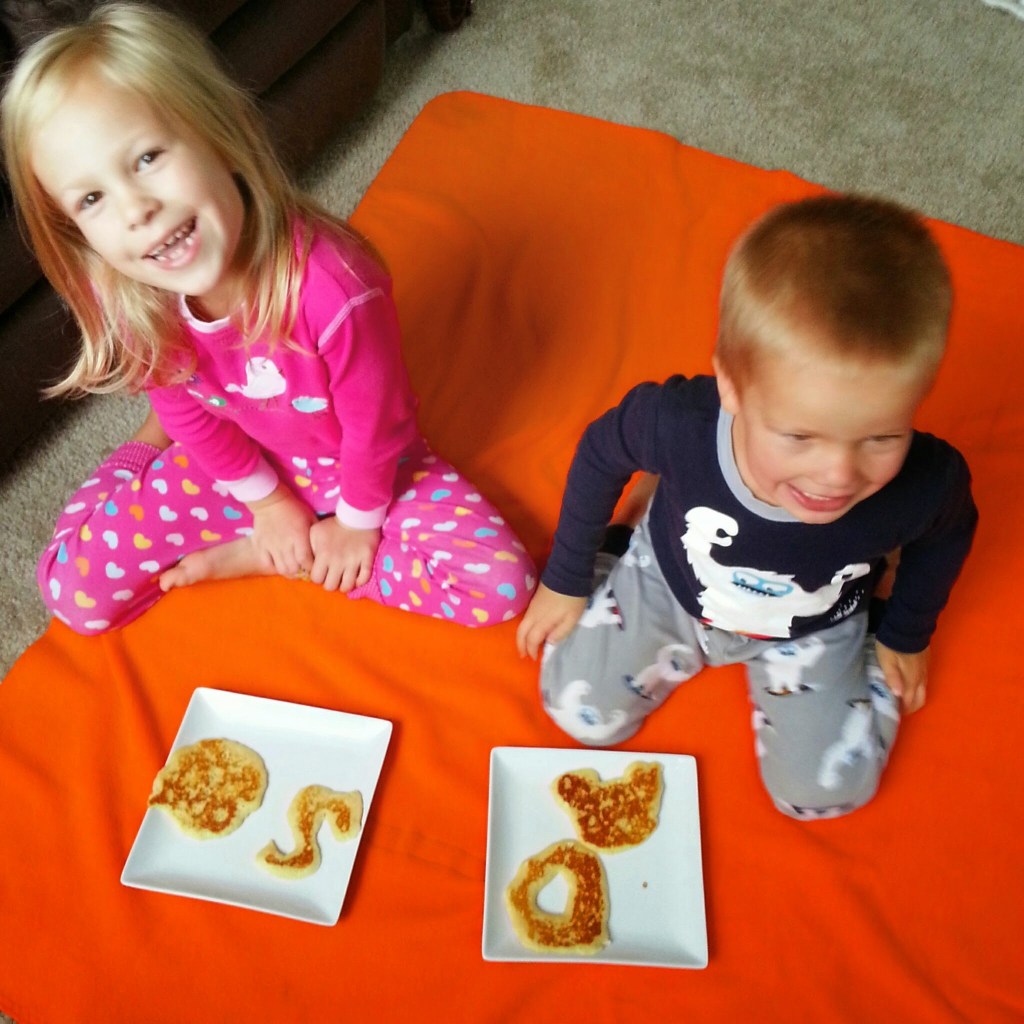 They were pretty excited  for their pancakes. 