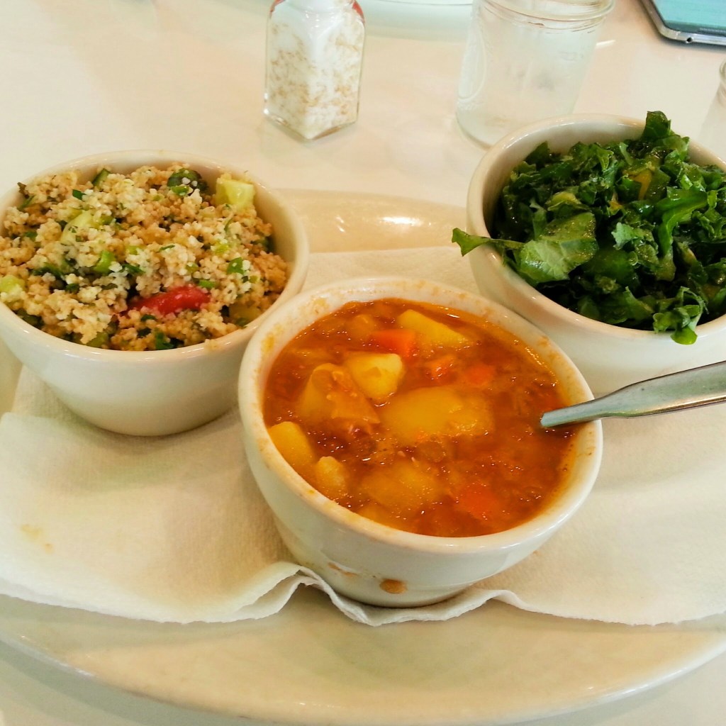 Tabbouli, lentil soup and kale salad for brunch at Phuel.