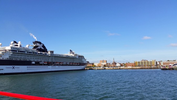 View of Portland from the ferry ... check out the big cruise ship!