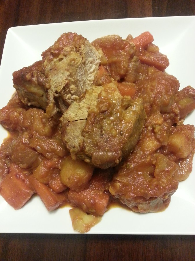 Slow braised pork and veggies. It tastes SO much better than this photo.